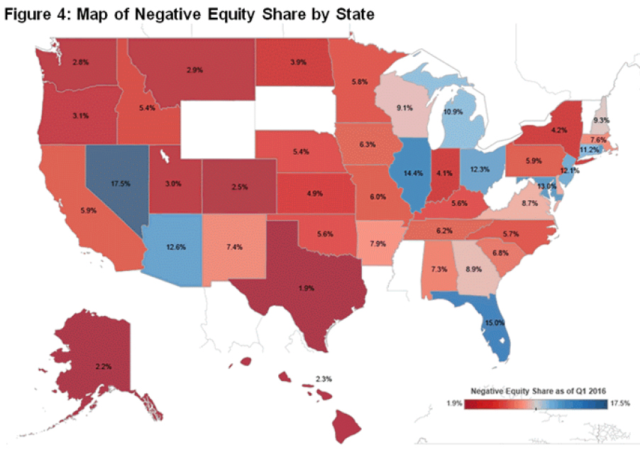 WPJ News | Map of Negative Equity Share by State