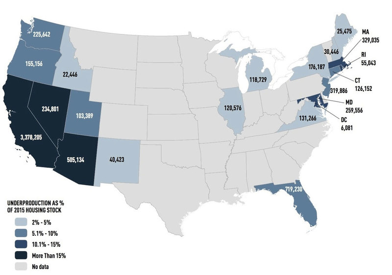 WPJ News | Underproduction as a percentage of 2015 Housing Stock