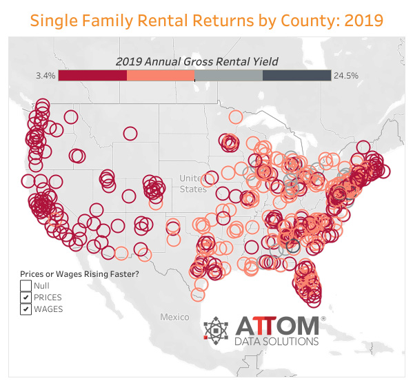 WPJ News | U.S. Single Family Rental Returns by County in 2019