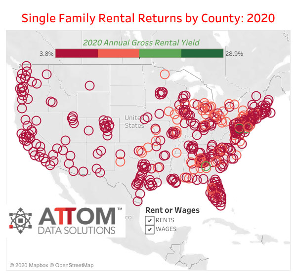 WPJ News | US Single Family Rental Returns by County in 2020