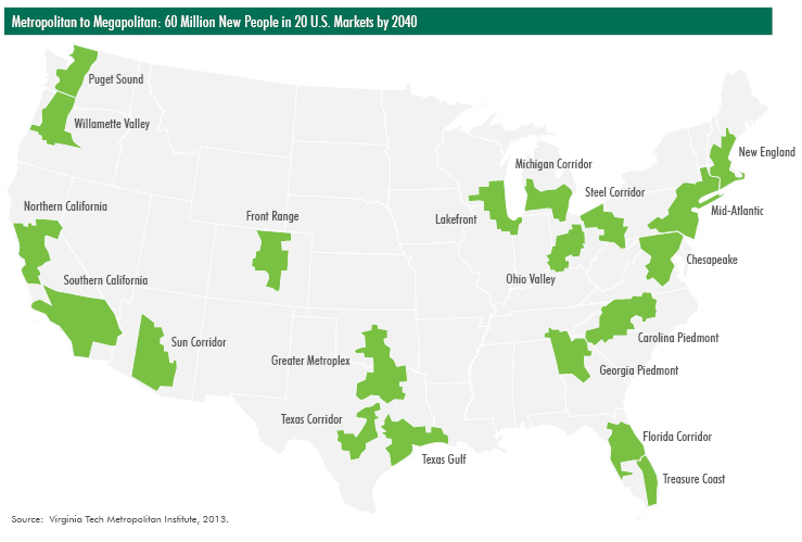 WPC News | Metropolitan to Megapolitan - 60 Million New People in 20 US Markets by 2040